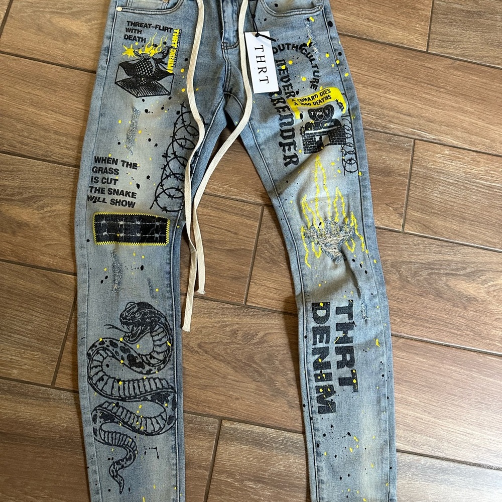 Men's THRT Denim Serpent Graphic print jeans